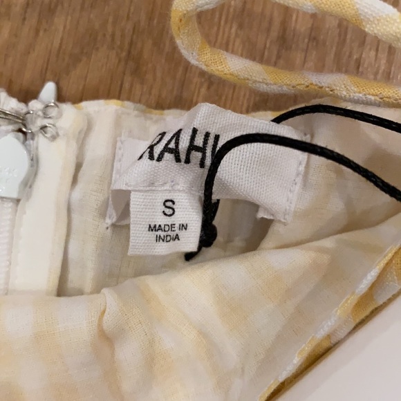 RAHI Kiley Gingham Check Mini Skirt & Crop Top Set Yellow White Size S - Picture 6 of 7